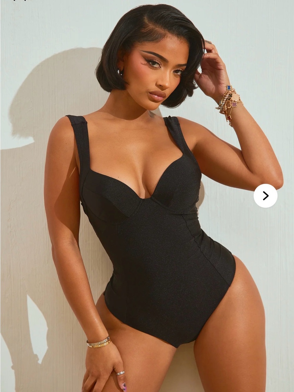 Supportive Black One-Piece Swimsuit with Sculpting Seams